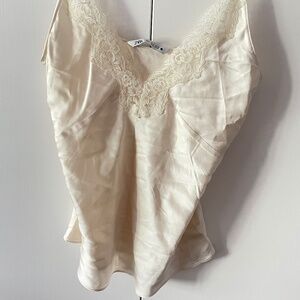 Zara satin lace trim cami top